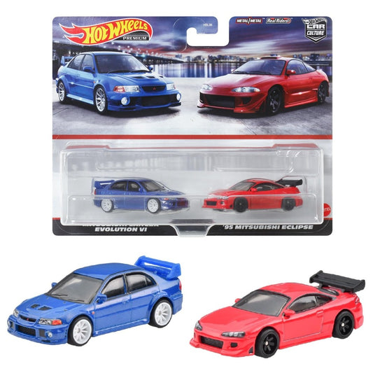 1/64 HOT WHEELS MITSUBISHI LANCER EVOLUTION VI AND '95 MITSUBISHI ECLISPE HKF59