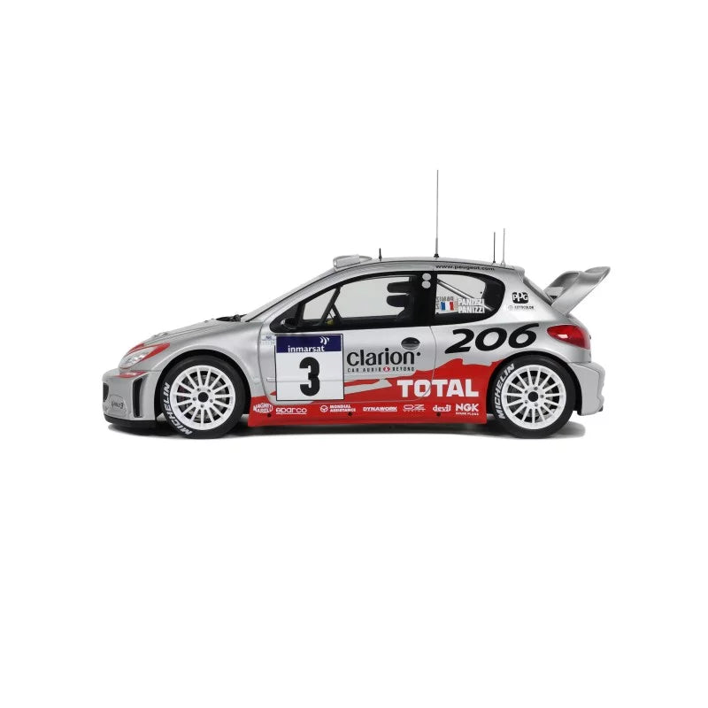 1/18  2002 Peugeot 206 WRC Tour de Corse silver/red  - Otto Models - OTT1085