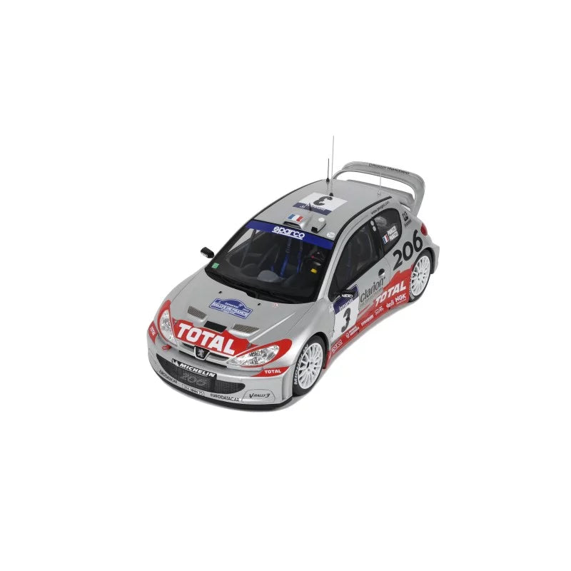 1/18  2002 Peugeot 206 WRC Tour de Corse silver/red  - Otto Models - OTT1085