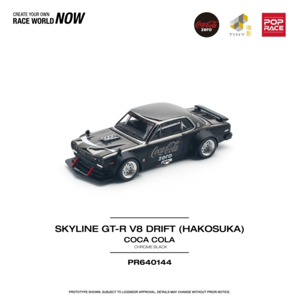 1/64 SKYLINE GT-R V8 DRIFT (HAKOSUKA) COCA COLA CHROME BLACK - PR640144