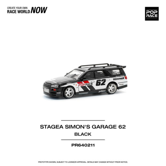 1/64 Nissan Stagea Simon`s Garage #62, black- Poprace PR640211