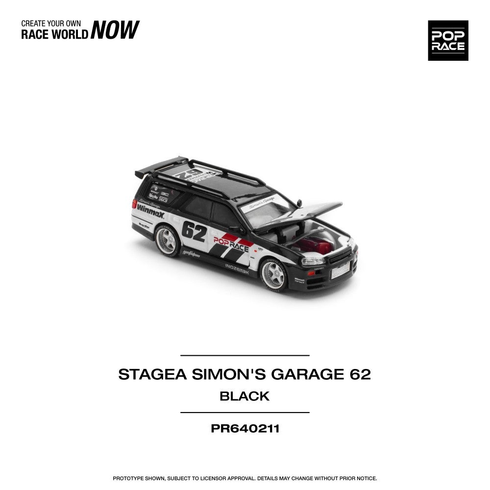 1/64 Nissan Stagea Simon`s Garage #62, black- Poprace PR640211