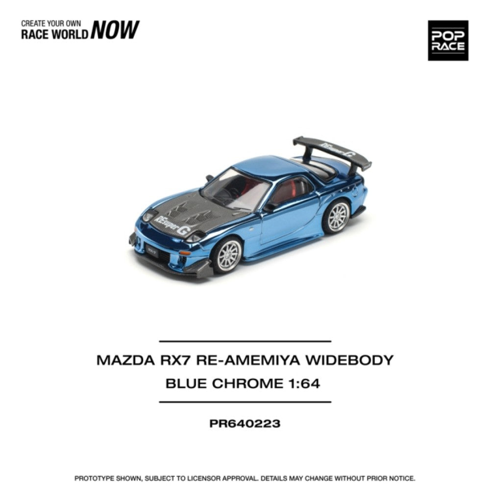 1/64 MAZDA RX7 RE-AMEMIYA WIDEBODY BLUE CHROME - Poprace - PR640223