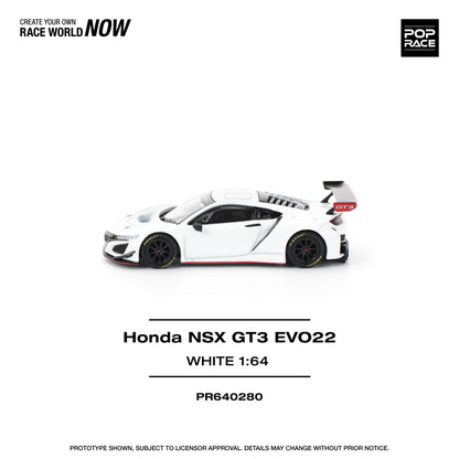 1/64 HONDA NSX GT3 EVO22 - WHITE - Poprace - PR640280
