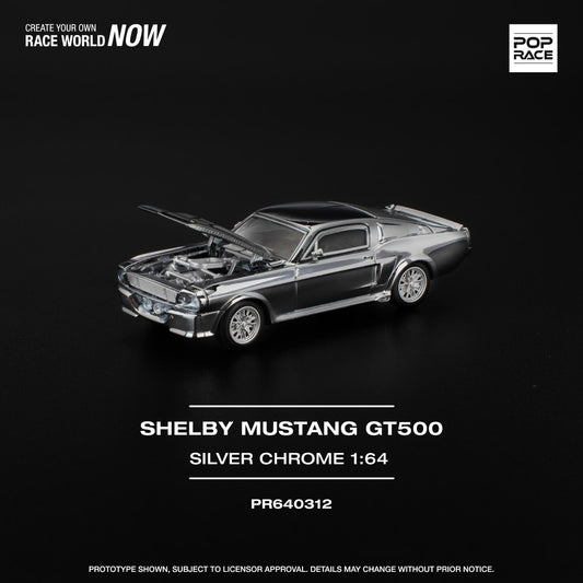 1/64 SHELBY MUSTANG GT500 - SILVER CHROME - Poprace - PR640312