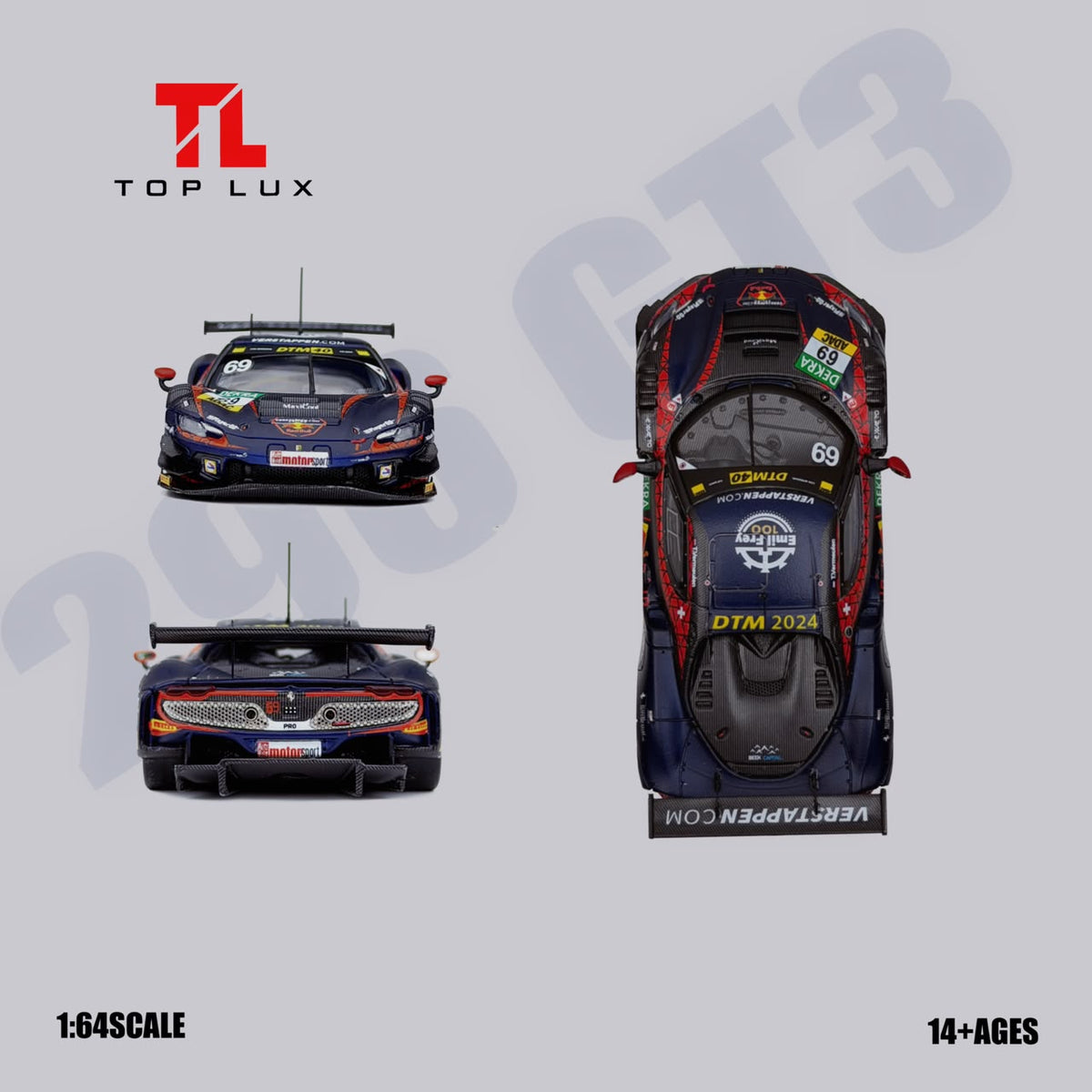 1/64 Ferrari 296 GT3 R Red Bull Livery #69 - TopLux - TL64008