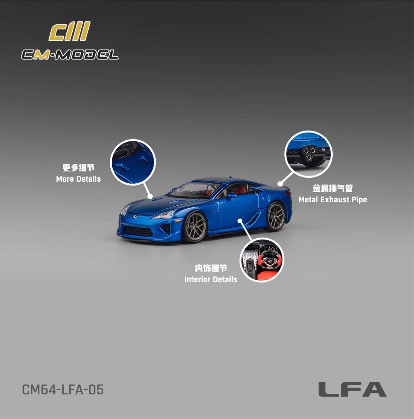 1/64 Lexus LFA Blue Metallic "Sozhou GT Show" - CM Models - CM64-LFA-05