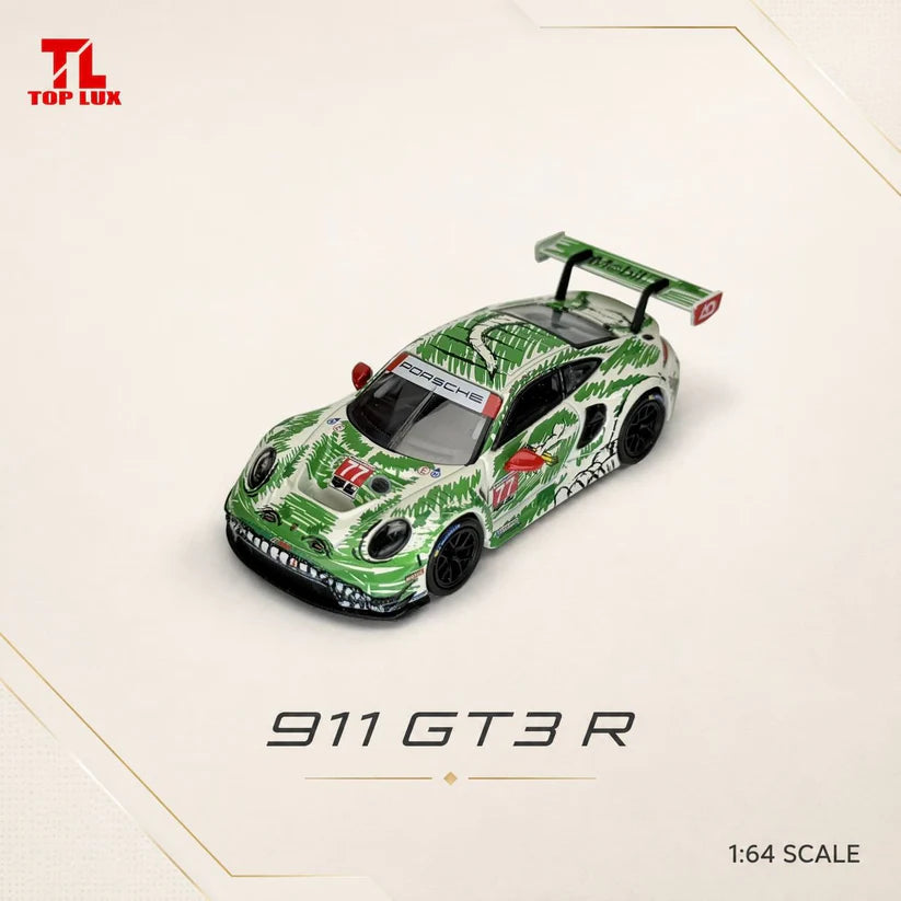 1/64 Porsche 911 GT3 R White-Green Livery - TopLux - TL64005