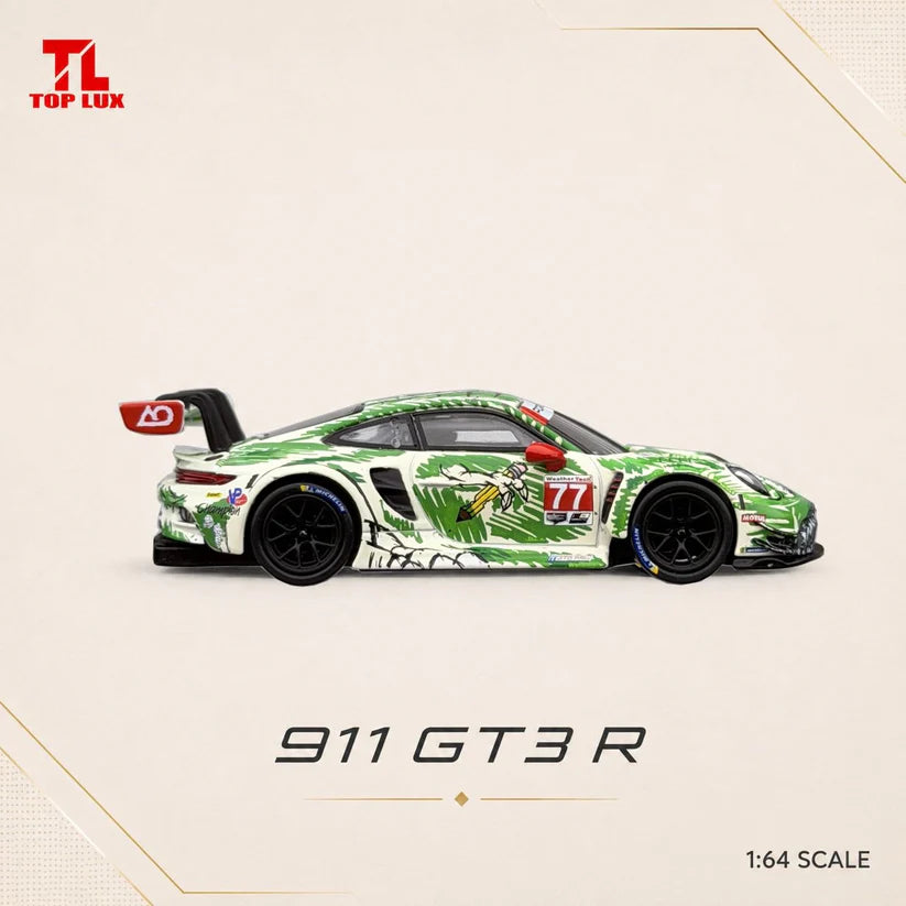 1/64 Porsche 911 GT3 R White-Green Livery - TopLux - TL64005