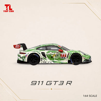 1/64 Porsche 911 GT3 R White-Green Livery - TopLux - TL64005