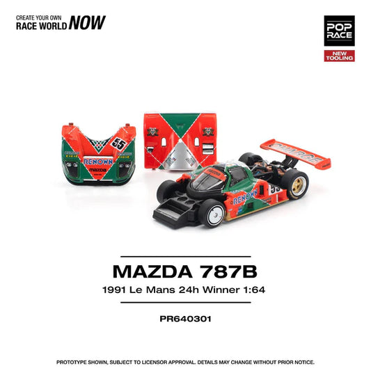 1/64 Mazda 787b 1991 Le Mans 24Hrs WINNER Removeable Front and Rear Cover, Detailed Engine - Poprace - PR640301
