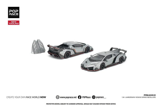 1/64 Lamborghini Veneno, Grigio Metalluro - Poprace - PR640531 *** Pre order ***