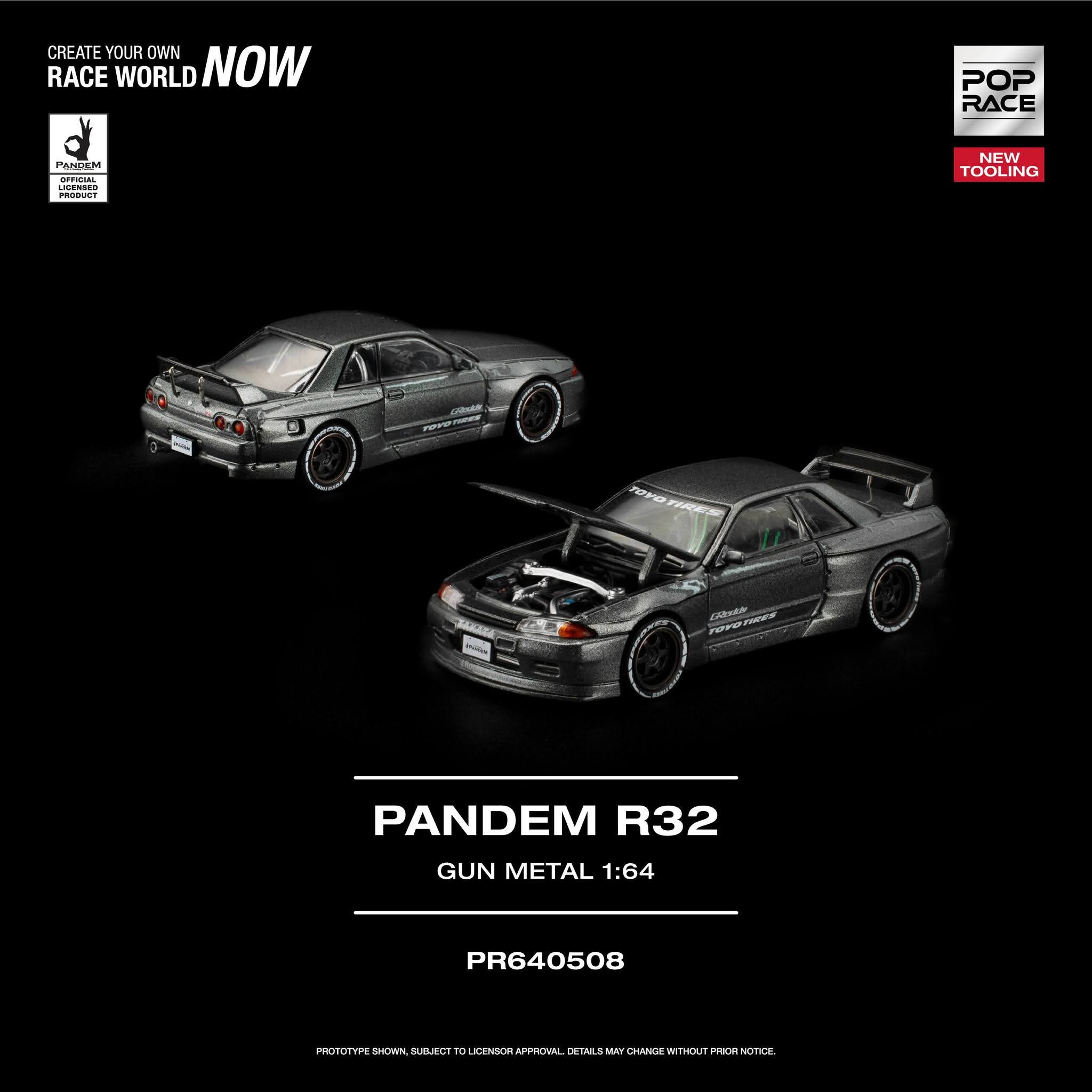 1/64 Pandem R32, gun metal - Pop Race - PR640508 – KRW Models