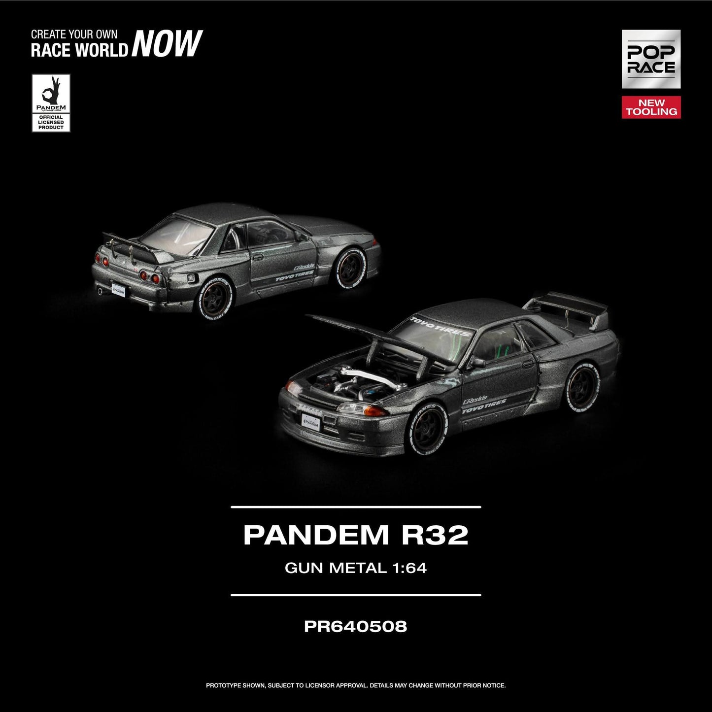 1/64 Pandem R32, gun metal - Pop Race - PR640508