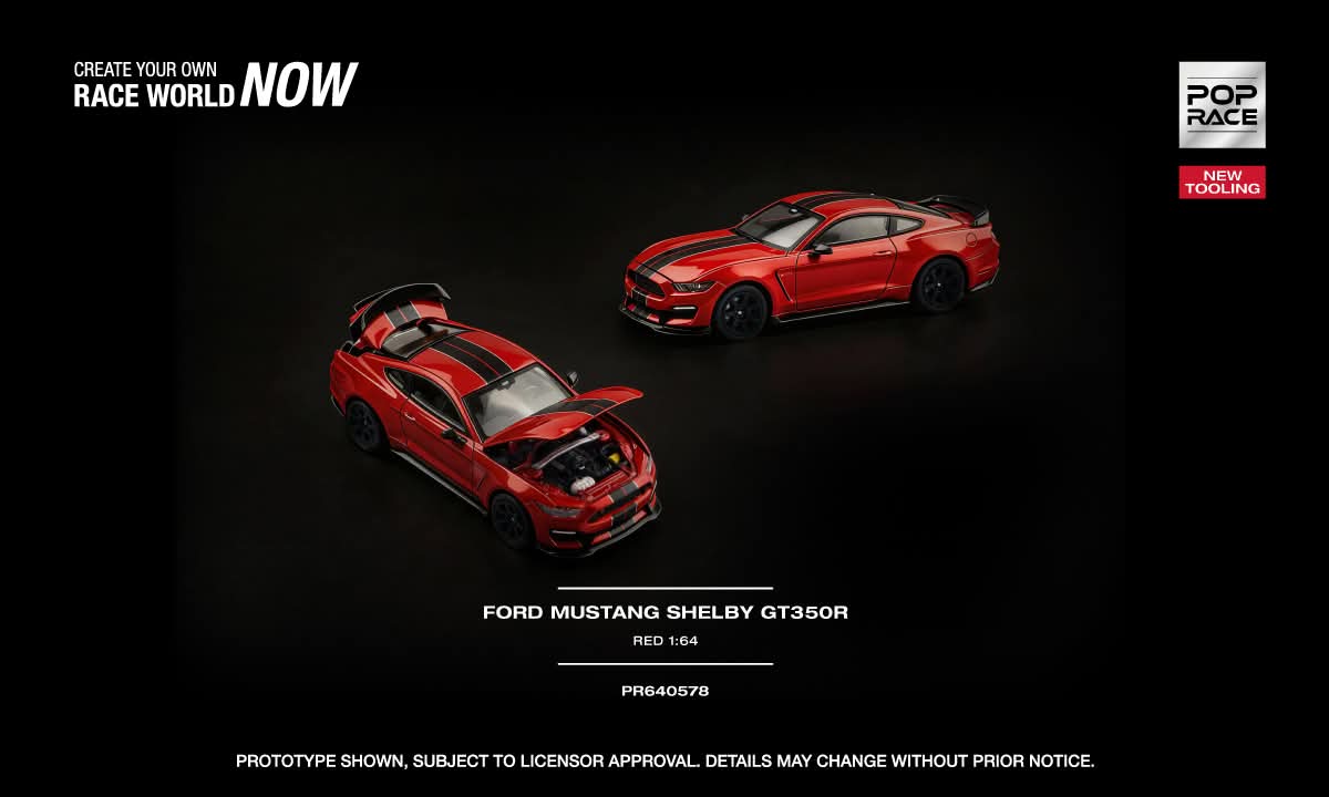 1/64 -  Ford Mustang Shelby GT350R, race red - Poprace - PR640578