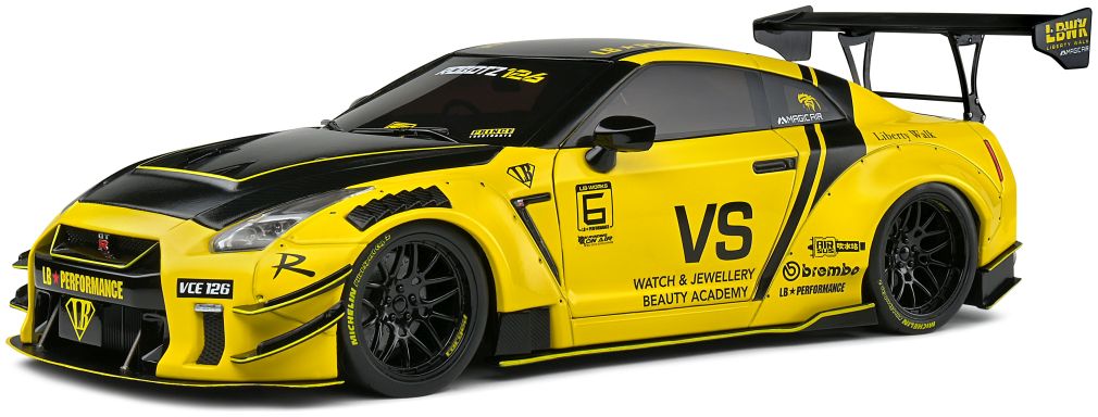 1:18 - Nissan GT-R (R35) w/Liberty Walk Body Kit 2.0 Yellow 2020 - 1805809