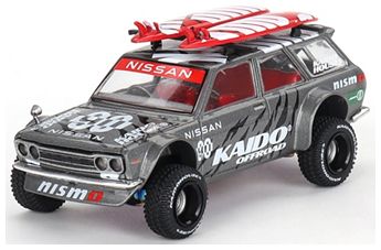 MGTKHMG121 - 1/64 1969 Datsun 510 Wagon Kaido Offroad V1, grey/red - Mini GT