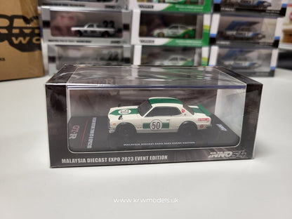 1/64 Nissan Skyline 2000 GT-R (KPGC10) #50, white/green Malaysia Diecast 2023 Special Expo Edition