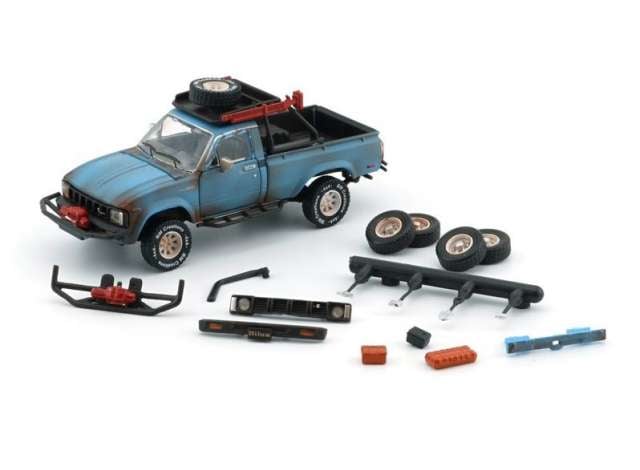 1/64 1980 Toyota Hilux N60 N70, matte rusting blue with Accessory - BM64B0360Rhd