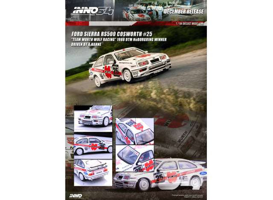 1/64 Ford Sierra RS500 Cosworth #25 Team Wurth Racing DTM Nurnburgring winner 1988 A.Hahne, white/re
