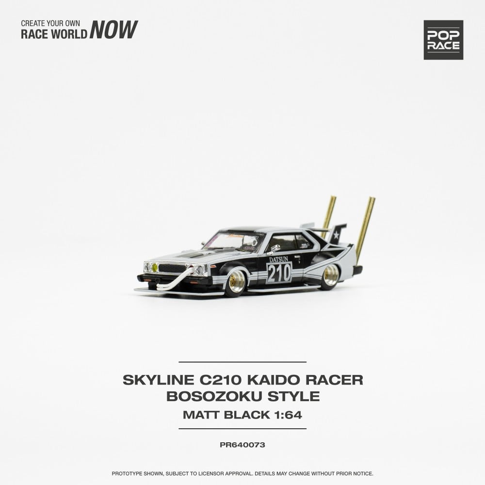 1/64 SKYLINE C210 KAIDO RACER - BOSOZOKU STYLE MATTE BLACK - PR640073