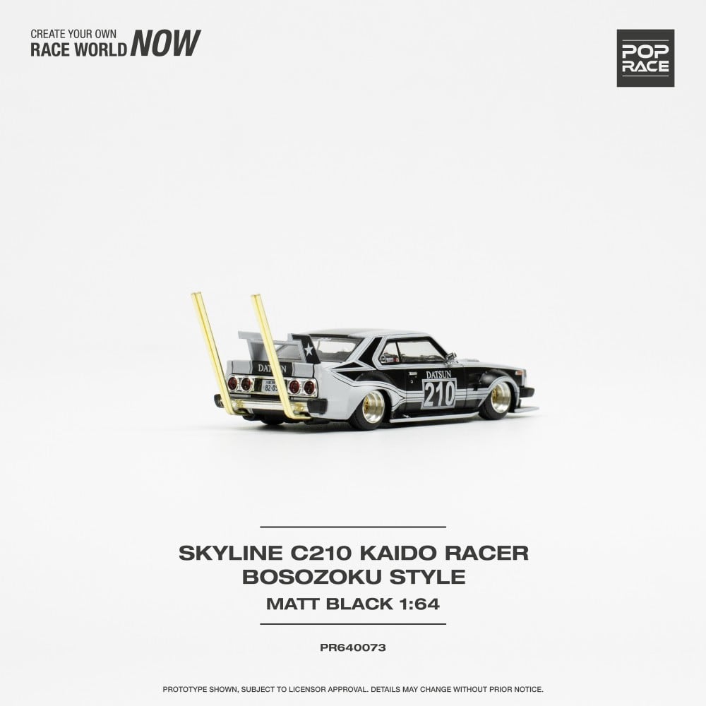 1/64 SKYLINE C210 KAIDO RACER - BOSOZOKU STYLE MATTE BLACK - PR640073