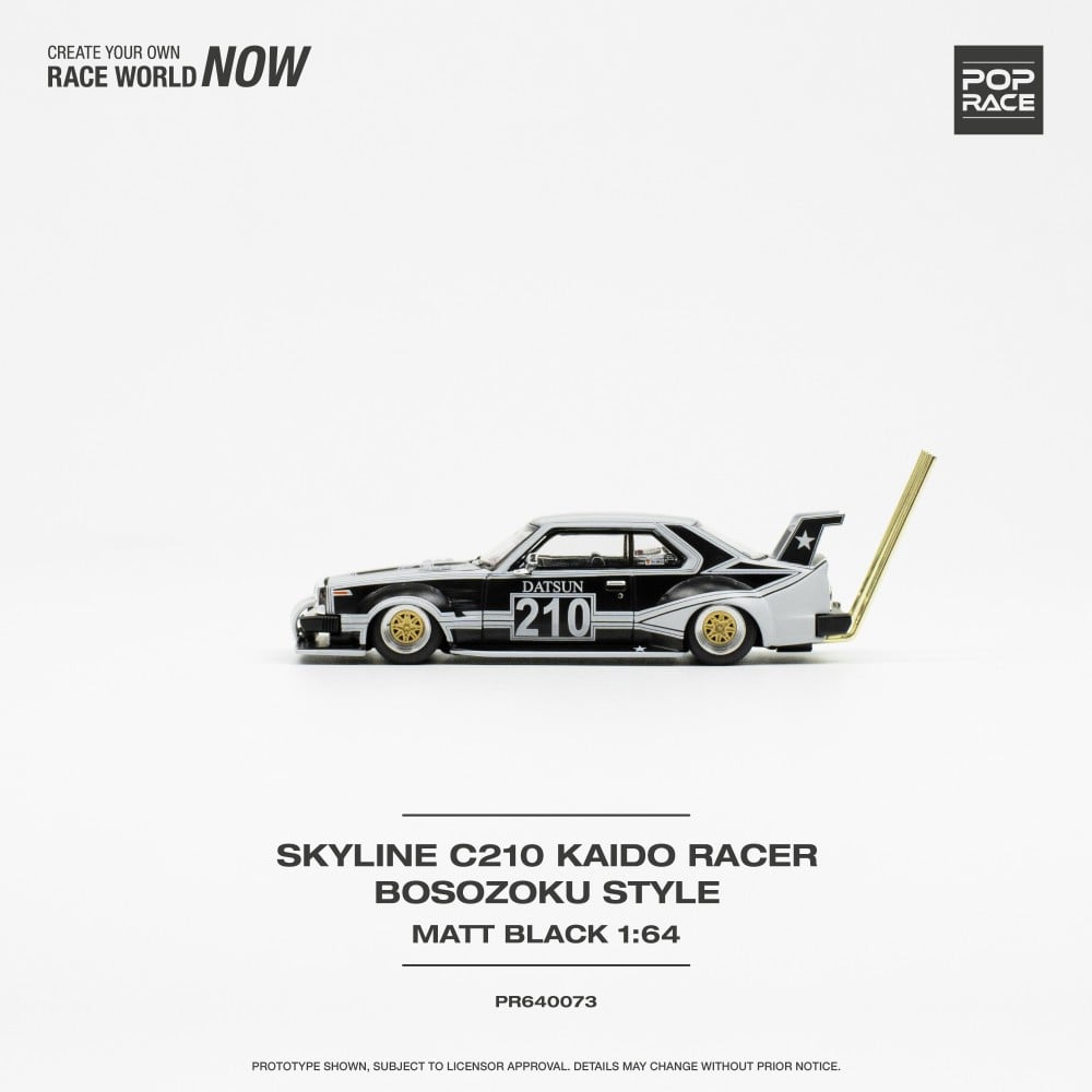 1/64 SKYLINE C210 KAIDO RACER - BOSOZOKU STYLE MATTE BLACK - PR640073