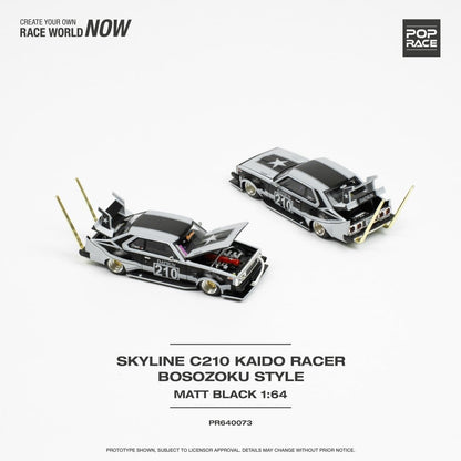 1/64 SKYLINE C210 KAIDO RACER - BOSOZOKU STYLE MATTE BLACK - PR640073